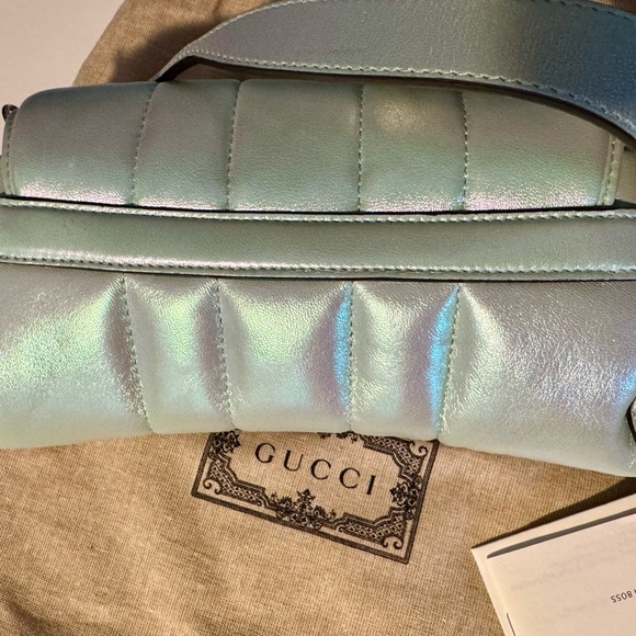 Gucci Horsebit Chain Iridescent Leather Shoulder Bag - Picture 7 of 9